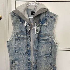 BDG Jean Trench Vest with Hoodie